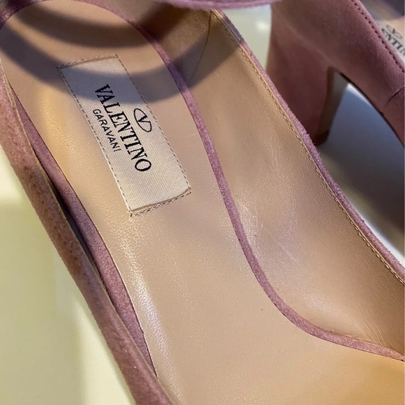Valentino Plum Suede Ballet Ankle Strap Pumps - Picture 4 of 7